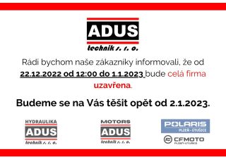 Všem našich zákazníkům přejme krásné a pohodové svátky a bude se na Vás těšit opět od 2.1.2023 :)